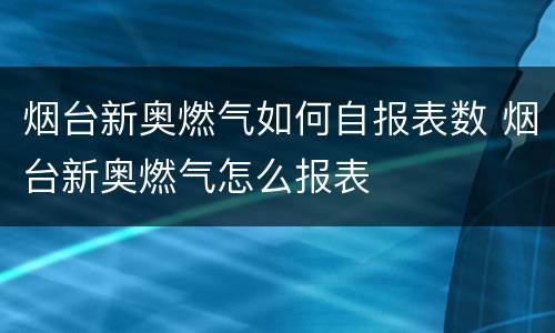 烟台新奥燃气如何自报表数 烟台新奥燃气怎么报表