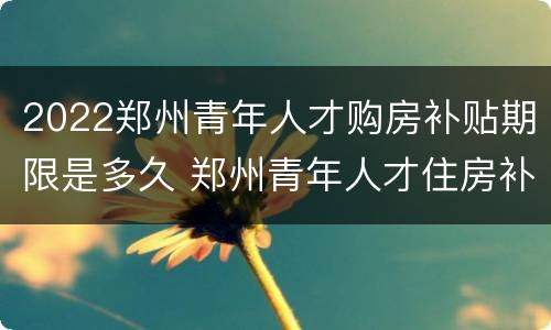 2022郑州青年人才购房补贴期限是多久 郑州青年人才住房补贴何时发放