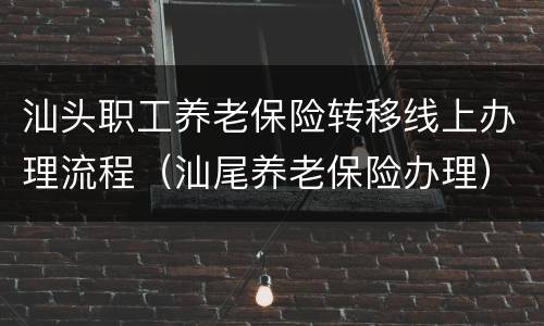 汕头职工养老保险转移线上办理流程（汕尾养老保险办理）