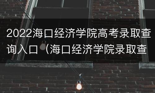 2022海口经济学院高考录取查询入口（海口经济学院录取查询2021）