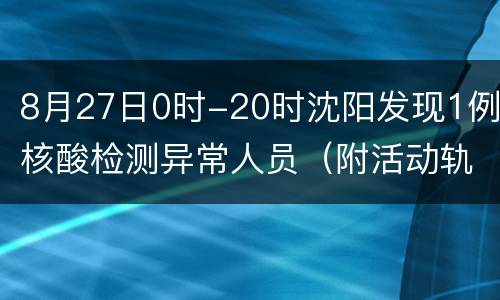 8月27日0时-20时沈阳发现1例核酸检测异常人员（附活动轨迹）