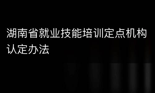 湖南省就业技能培训定点机构认定办法