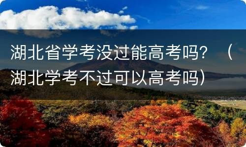 湖北省学考没过能高考吗？（湖北学考不过可以高考吗）