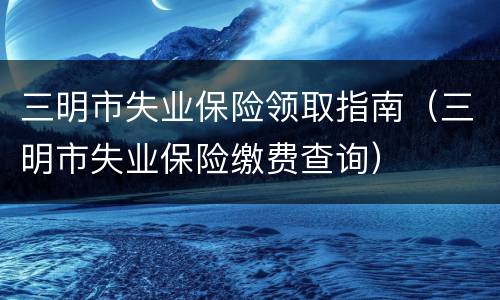 三明市失业保险领取指南（三明市失业保险缴费查询）