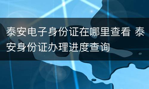 泰安电子身份证在哪里查看 泰安身份证办理进度查询