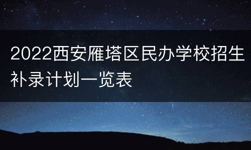 2022西安雁塔区民办学校招生补录计划一览表