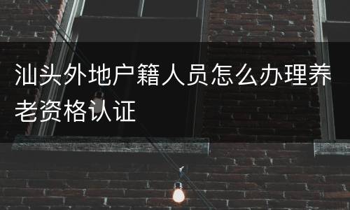 汕头外地户籍人员怎么办理养老资格认证