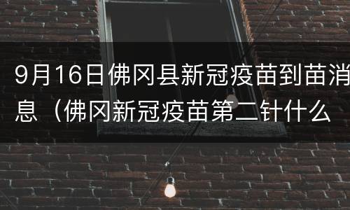 9月16日佛冈县新冠疫苗到苗消息（佛冈新冠疫苗第二针什么时候有号）