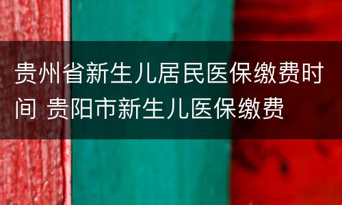 贵州省新生儿居民医保缴费时间 贵阳市新生儿医保缴费
