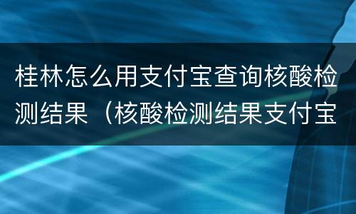 桂林怎么用支付宝查询核酸检测结果（核酸检测结果支付宝可以查询吗）