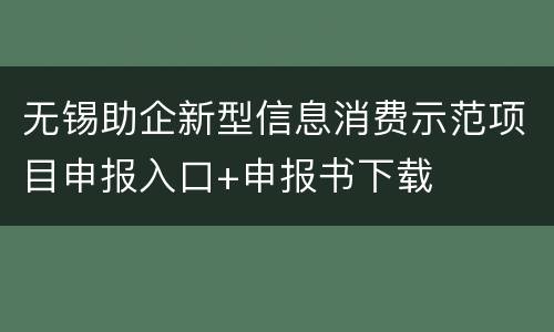 无锡助企新型信息消费示范项目申报入口+申报书下载