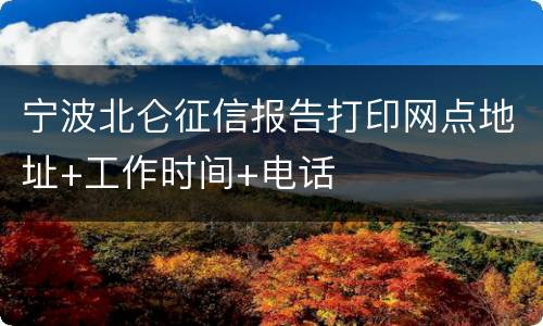 宁波北仑征信报告打印网点地址+工作时间+电话