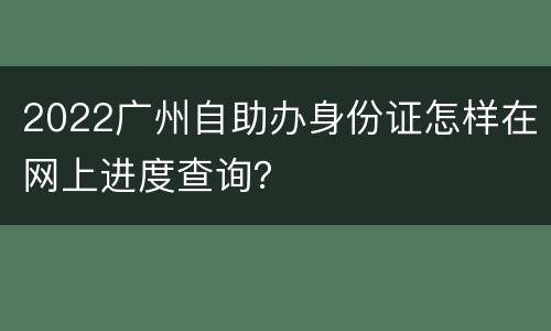 2022广州自助办身份证怎样在网上进度查询？