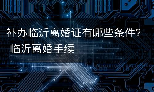 补办临沂离婚证有哪些条件？ 临沂离婚手续