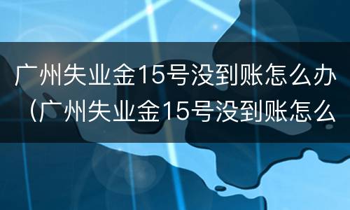 广州失业金15号没到账怎么办（广州失业金15号没到账怎么办理）