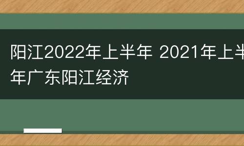 阳江2022年上半年 2021年上半年广东阳江经济