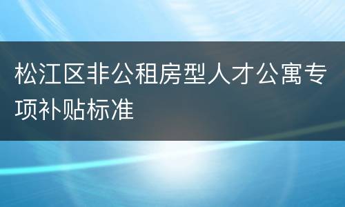 松江区非公租房型人才公寓专项补贴标准
