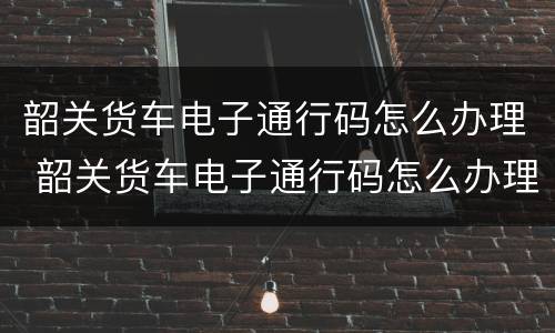 韶关货车电子通行码怎么办理 韶关货车电子通行码怎么办理手续
