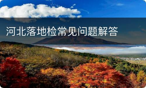 河北落地检常见问题解答