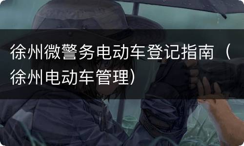 徐州微警务电动车登记指南（徐州电动车管理）