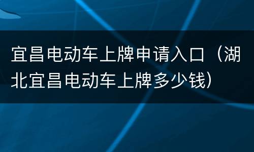 宜昌电动车上牌申请入口（湖北宜昌电动车上牌多少钱）