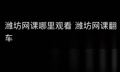 潍坊网课哪里观看 潍坊网课翻车