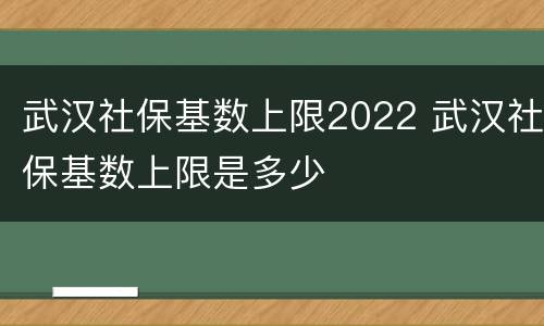 武汉社保基数上限2022 武汉社保基数上限是多少