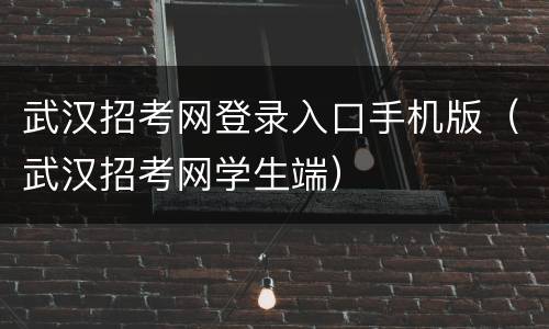 武汉招考网登录入口手机版（武汉招考网学生端）