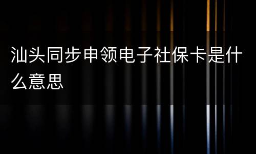 汕头同步申领电子社保卡是什么意思