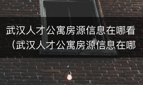 武汉人才公寓房源信息在哪看（武汉人才公寓房源信息在哪看到）