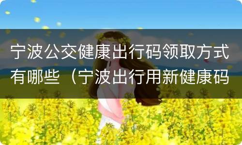 宁波公交健康出行码领取方式有哪些（宁波出行用新健康码吗）