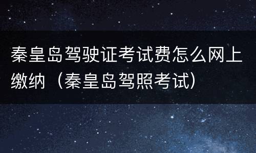 秦皇岛驾驶证考试费怎么网上缴纳（秦皇岛驾照考试）
