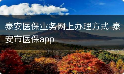 泰安医保业务网上办理方式 泰安市医保app