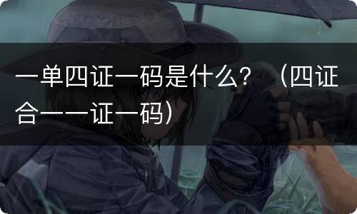 一单四证一码是什么？（四证合一一证一码）