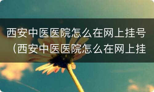 西安中医医院怎么在网上挂号（西安中医医院怎么在网上挂号看病）