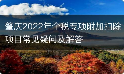 肇庆2022年个税专项附加扣除项目常见疑问及解答