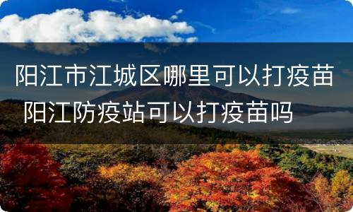 阳江市江城区哪里可以打疫苗 阳江防疫站可以打疫苗吗