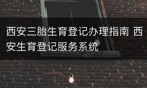 西安三胎生育登记办理指南 西安生育登记服务系统