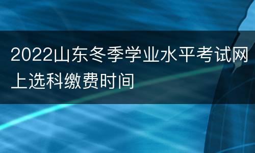 2022山东冬季学业水平考试网上选科缴费时间