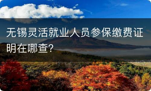 无锡灵活就业人员参保缴费证明在哪查？
