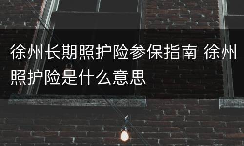 徐州长期照护险参保指南 徐州照护险是什么意思