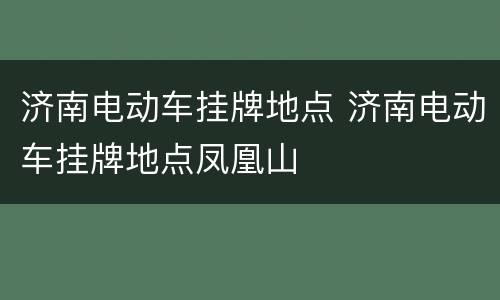 济南电动车挂牌地点 济南电动车挂牌地点凤凰山