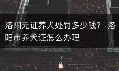 洛阳无证养犬处罚多少钱？ 洛阳市养犬证怎么办理