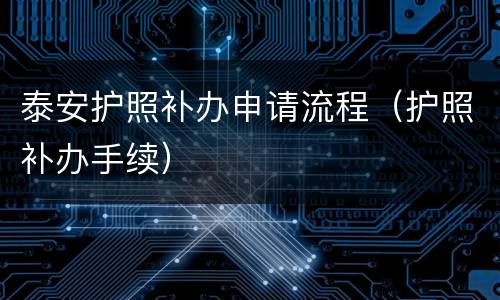 泰安护照补办申请流程（护照补办手续）
