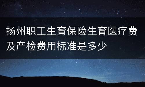 扬州职工生育保险生育医疗费及产检费用标准是多少