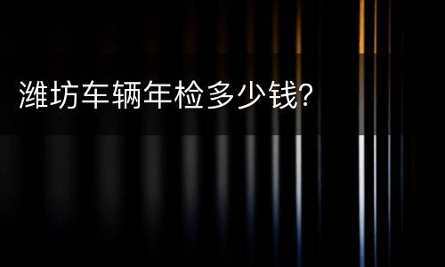 潍坊车辆年检多少钱？