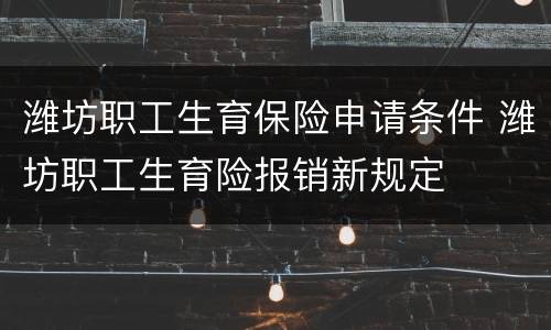 潍坊职工生育保险申请条件 潍坊职工生育险报销新规定