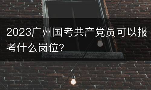 2023广州国考共产党员可以报考什么岗位？