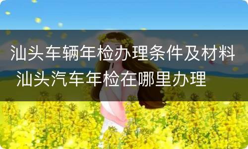 汕头车辆年检办理条件及材料 汕头汽车年检在哪里办理