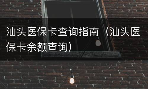汕头医保卡查询指南（汕头医保卡余额查询）